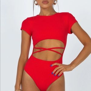 Princess Polly Nicola Bodysuit Red